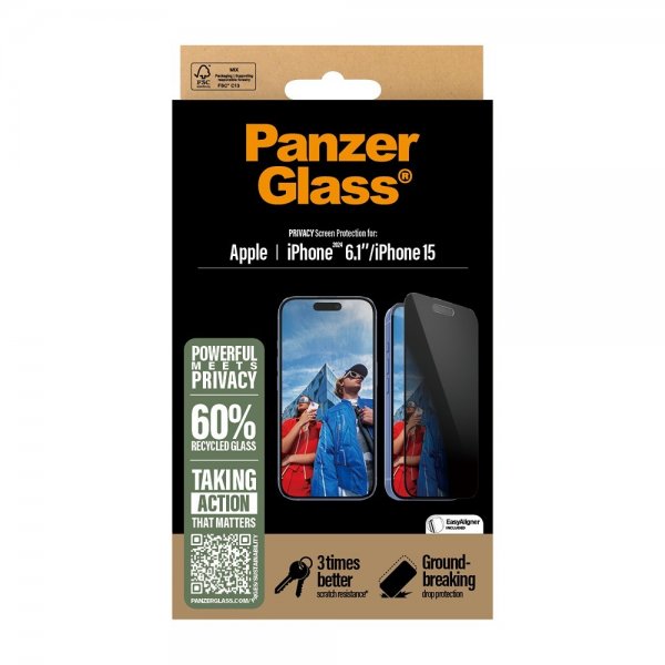 iPhone 15/iPhone 16 Screen Protector Ultra-Wide Fit Privacy EasyAligner