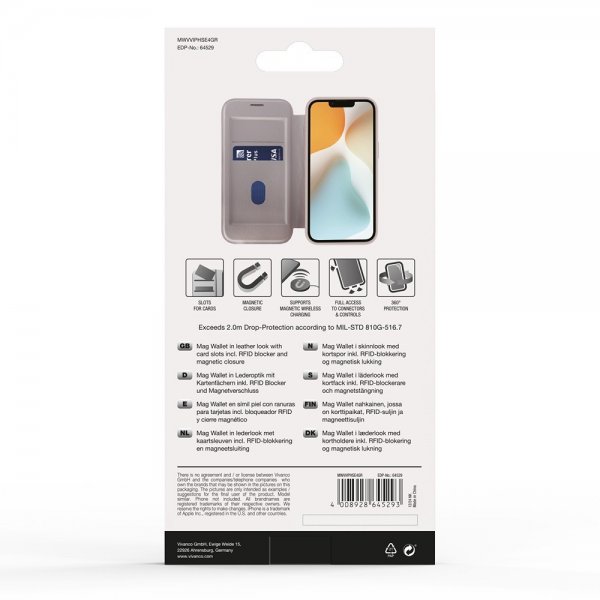 iPhone 16e/17e Cover Mag Wallet Grey