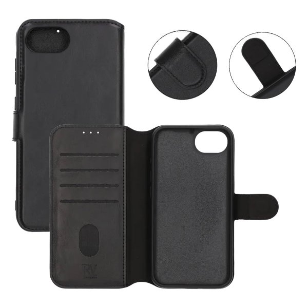 iPhone 16e/17e Cover Detachable Wallet Case Black