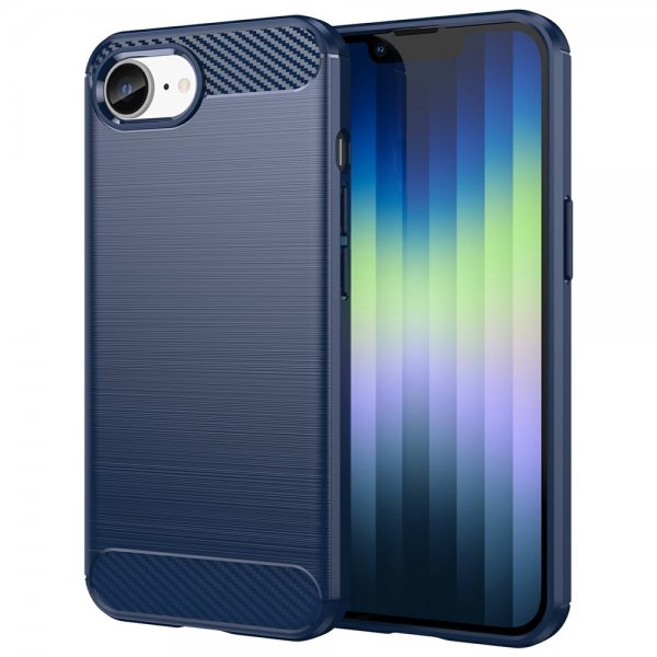 iPhone 16e/17e Case Brushed Carbon fiber texture Blue