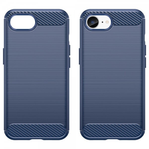 iPhone 16e/17e Case Brushed Carbon fiber texture Blue