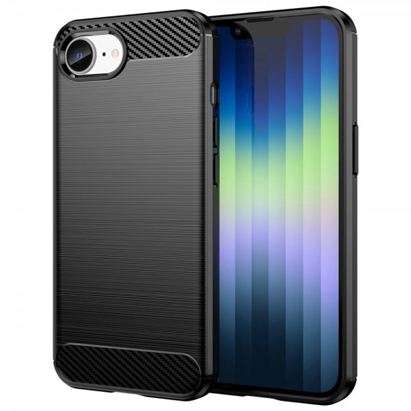 iPhone 16e/17e Case Brushed Carbon fiber texture Black