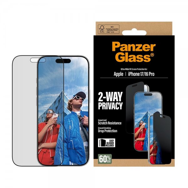 iPhone 17/iPhone 16 Pro Screen Protector Ultra-Wide Fit Privacy EasyAligner