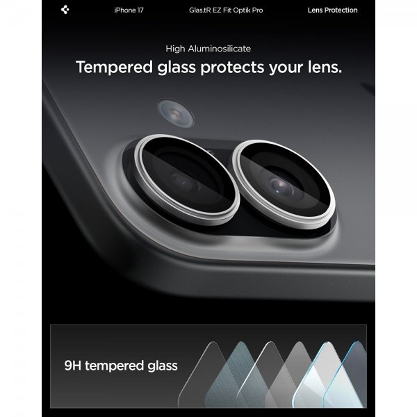 iPhone 17 Camera Protector GLAS.tR EZ Fit Optik Pro 2-pack Silver