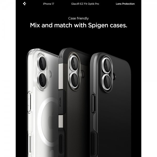 iPhone 17 Camera Protector GLAS.tR EZ Fit Optik Pro 2-pack Silver
