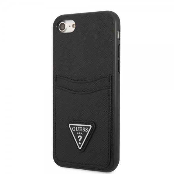 iPhone 7/8/SE Case Saffiano Double Cardslot Black