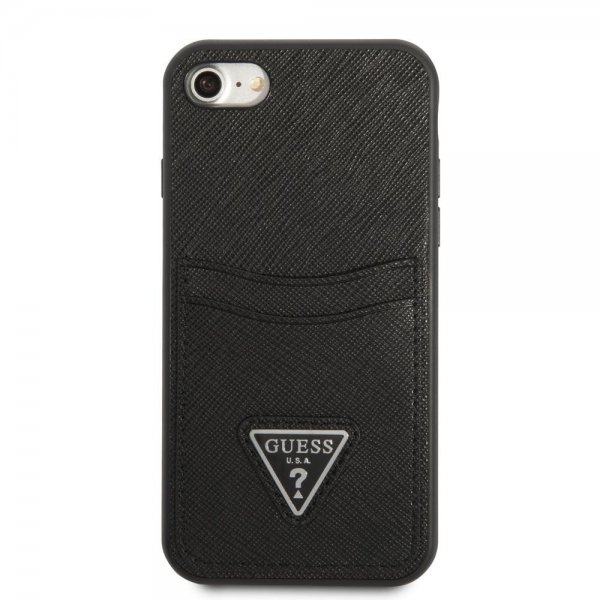 iPhone 7/8/SE Case Saffiano Double Cardslot Black