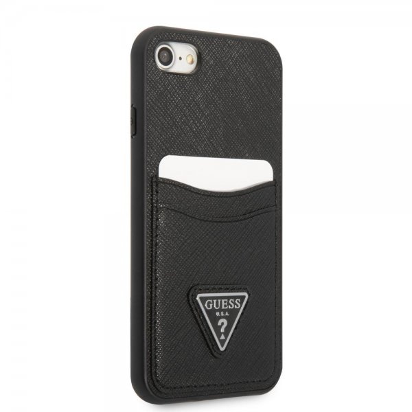 iPhone 7/8/SE Case Saffiano Double Cardslot Black