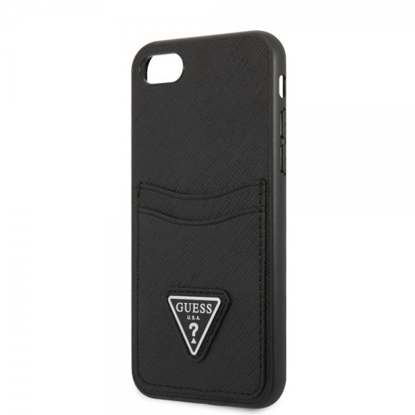 iPhone 7/8/SE Case Saffiano Double Cardslot Black