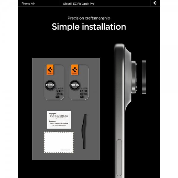 iPhone Air Camera Protector GLAS.tR EZ Fit Optik Pro 2-pack Black