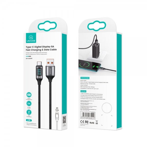 Cable U78 Display USB-A/USB-C 1.2 m Black