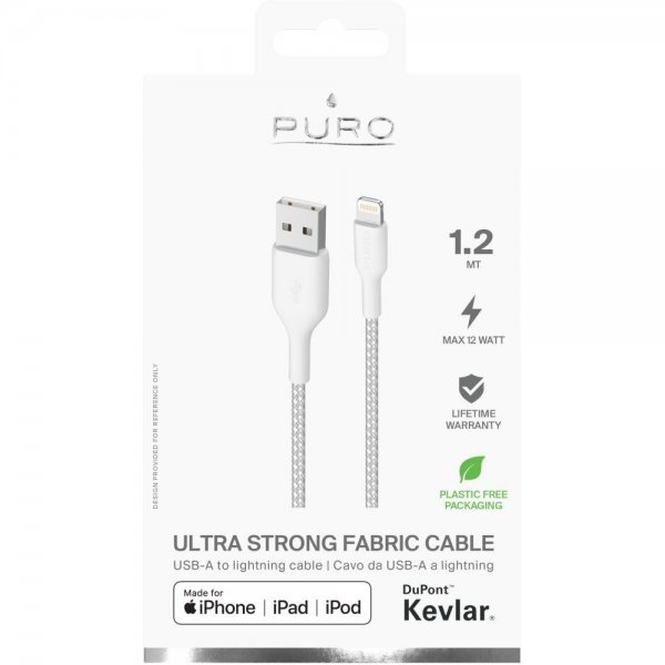 Cable Ultra Strong Fabric Cable USB-A/Lightning 1.2m White