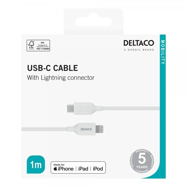 Cable USB-C Cable with Lightning Connector 1m White