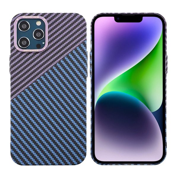 iPhone 12 Pro Max Case Carbon Fiber Pattern Blue Purple