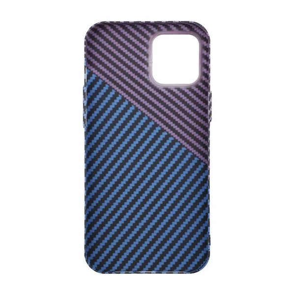 iPhone 12 Pro Max Case Carbon Fiber Pattern Blue Purple