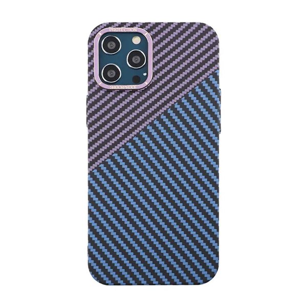 iPhone 12 Pro Max Case Carbon Fiber Pattern Blue Purple