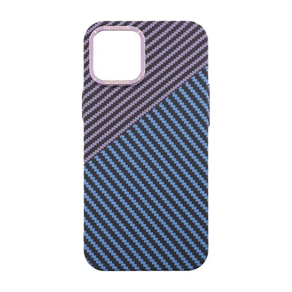 iPhone 12 Pro Max Case Carbon Fiber Pattern Blue Purple
