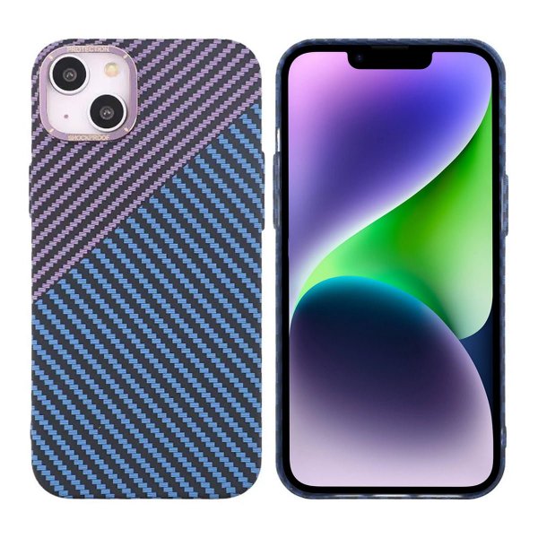 iPhone 13 Case Carbon Fiber Pattern Blue Purple