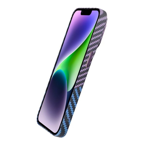 iPhone 13 Case Carbon Fiber Pattern Blue Purple