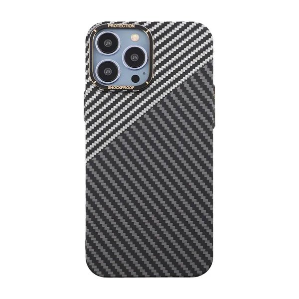 iPhone 13 Pro Max Case Carbon Fiber Pattern Black White