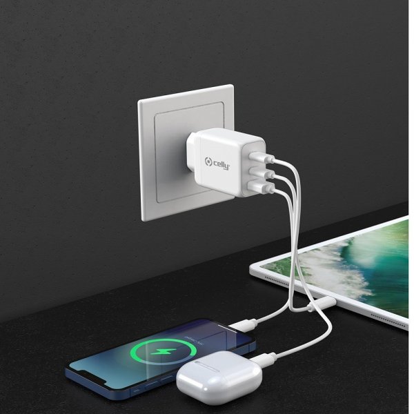 Charger TC3GAN65W 2xUSB-C/USB-A GaN 65W White