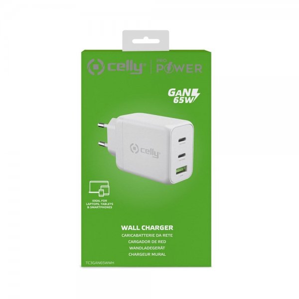 Charger TC3GAN65W 2xUSB-C/USB-A GaN 65W White