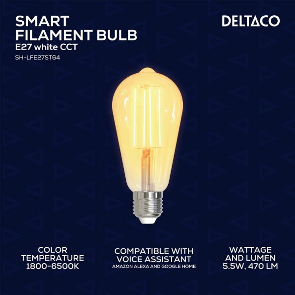 LED Filament Bulb E27 WiFi ST64 5.5W
