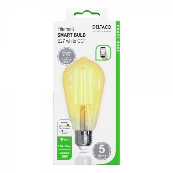 LED Filament Bulb E27 WiFi ST64 5.5W
