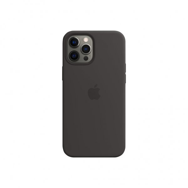 Original iPhone 12 Pro Max Case in Silicone, MagSafe, Black.