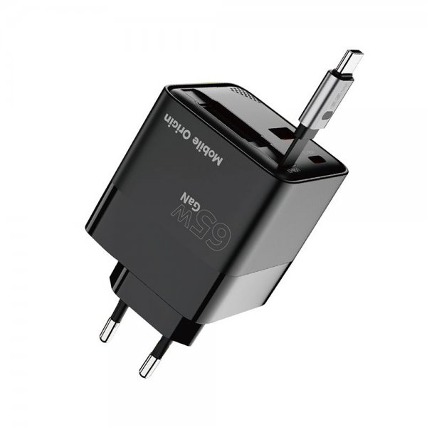 Charger with Display GaN 65W Built-In USB-C Cable