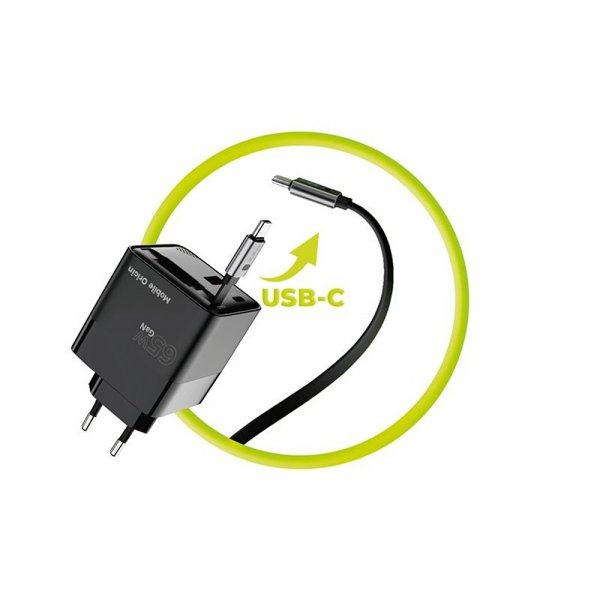 Charger with Display GaN 65W Built-In USB-C Cable