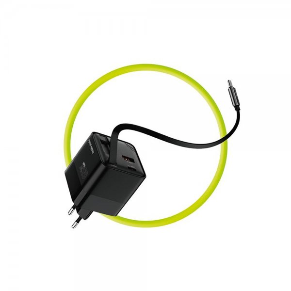 Charger with Display GaN 65W Built-In USB-C Cable