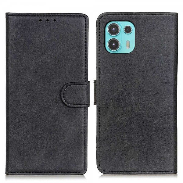 Motorola Edge 20 Lite Cover Leather texture Black