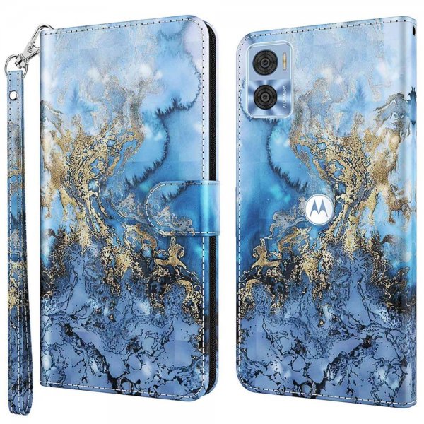 Motorola Moto e22i Cover Print Blue Marble
