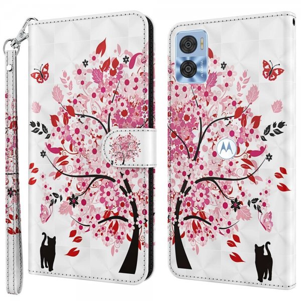 Motorola Moto e22i Cover Print Cat and Tree