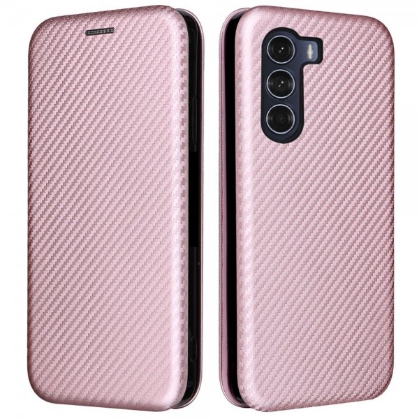 Motorola moto g200 5G Cover Carbon Fiber Texture Rose Gold