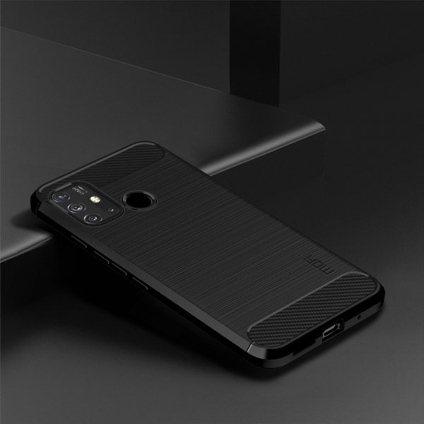 Motorola Moto G30 Case Brushed Carbon fiber texture Black