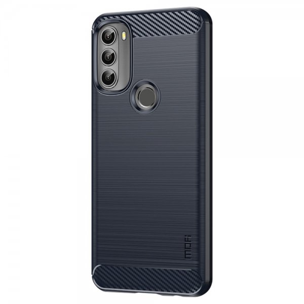 Motorola moto g71 5G Case Brushed Carbon fiber texture Blue