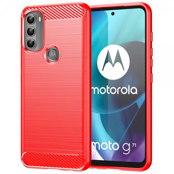 Motorola moto g71 5G Case Brushed Carbon fiber texture Red