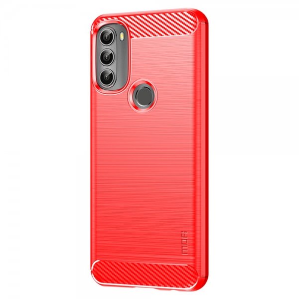Motorola moto g71 5G Case Brushed Carbon fiber texture Red