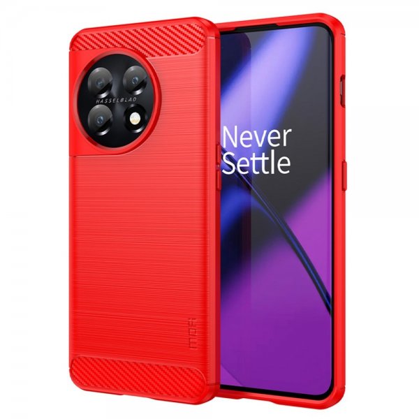 OnePlus 11 Case Brushed Carbon fiber texture Red