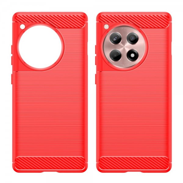 OnePlus 12R Case Brushed Carbon fiber texture Red
