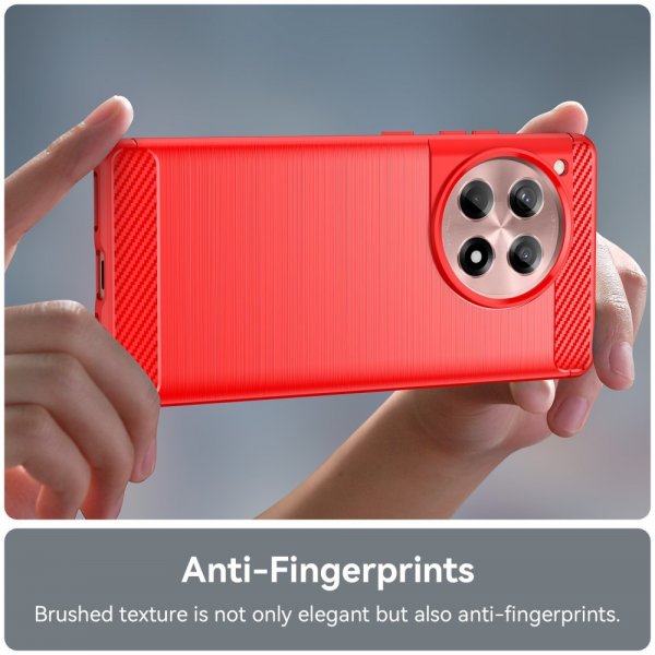 OnePlus 12R Case Brushed Carbon fiber texture Red