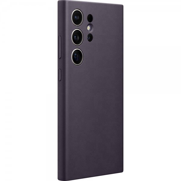 Galaxy S24 Ultra Case Vegan Leather Case Dark Violet