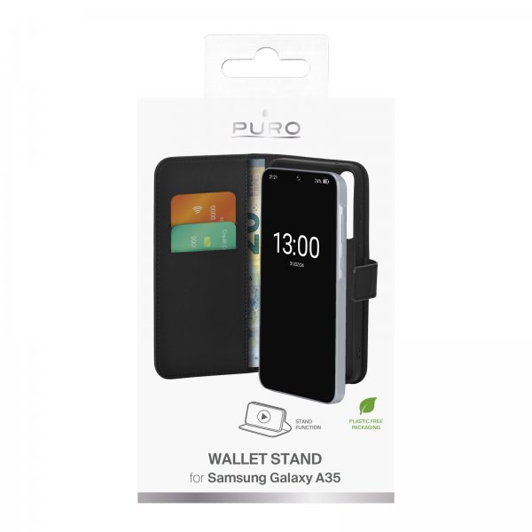 Samsung Galaxy A35 Cover Wallet Stand Black