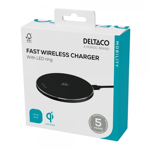 Wireless Charger 15W LED Qi Black