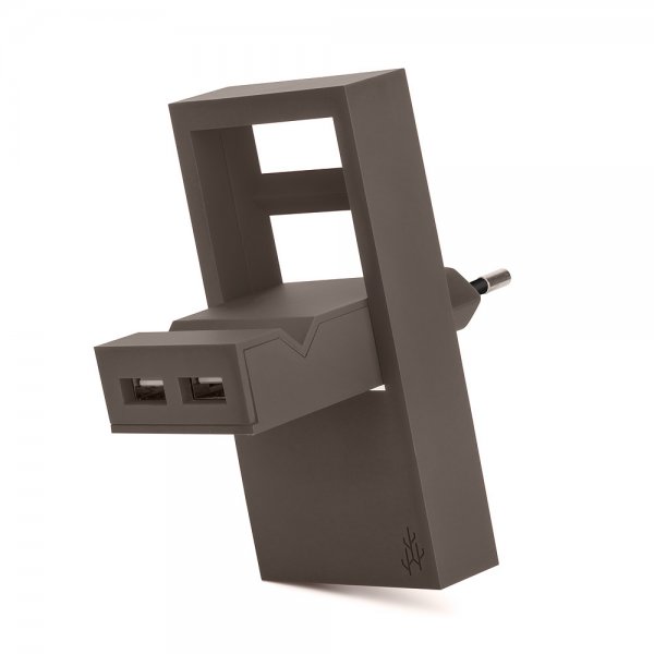 ROCK Double USB Charger - 2-in-1 Charger Brown