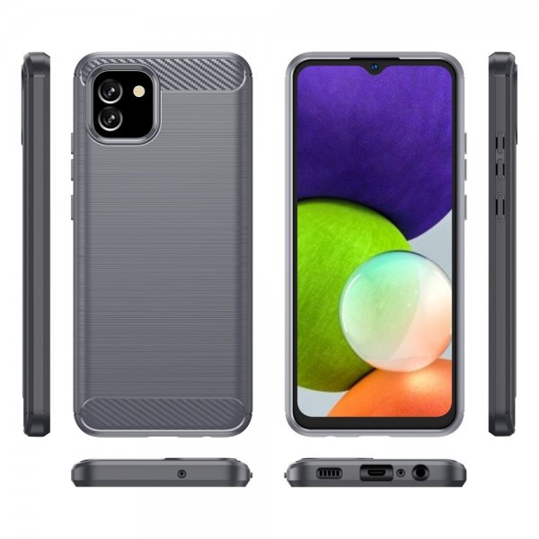 Samsung Galaxy A03 Case Brushed Carbon fiber texture Grey