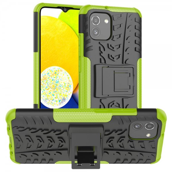 Samsung Galaxy A03 Case Tire Pattern Stand function Green