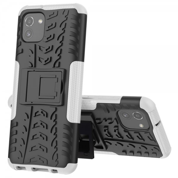 Samsung Galaxy A03 Case Tire Pattern Stand function White